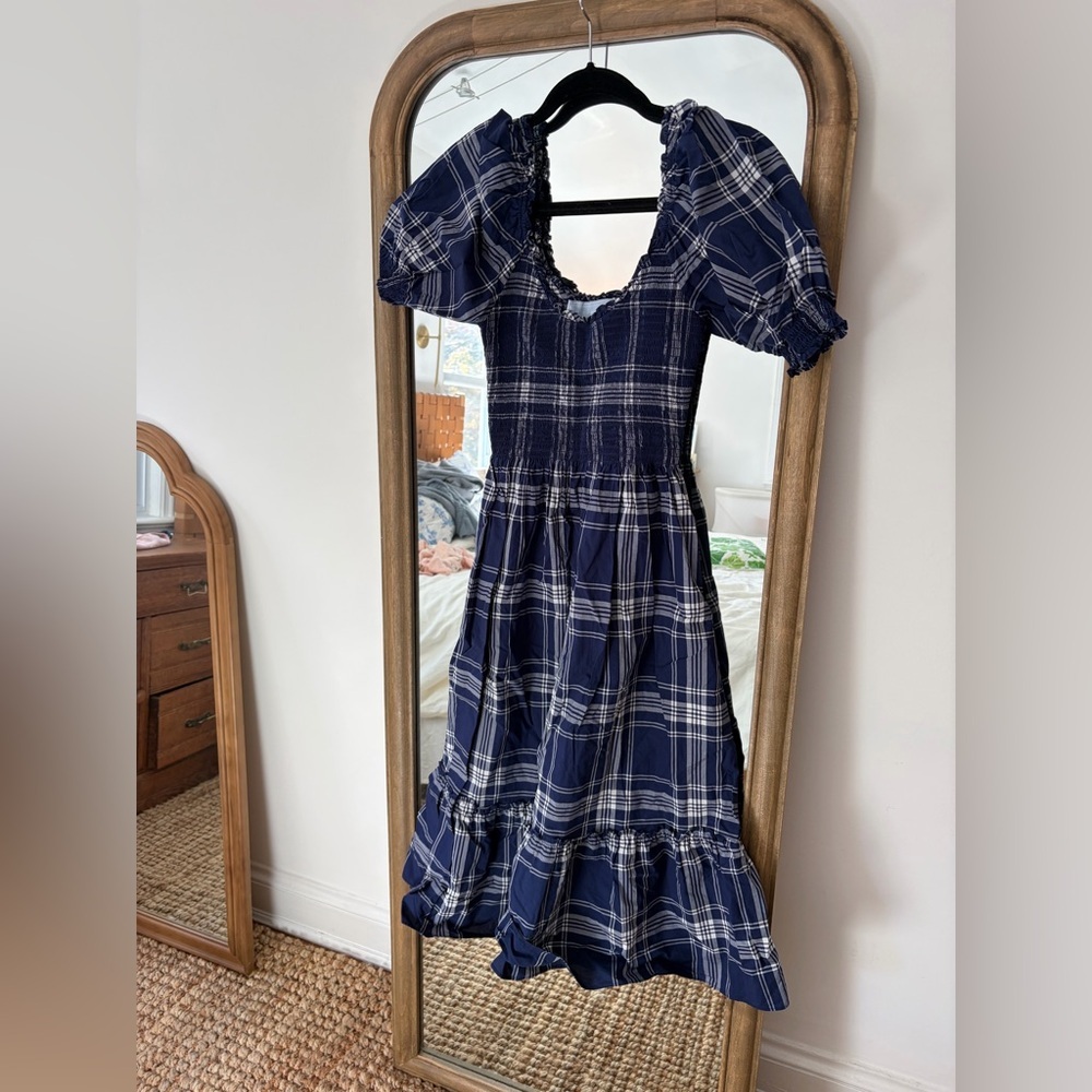 Hill House Home‎ Navy Plaid Tartan Midi Nap Dress
